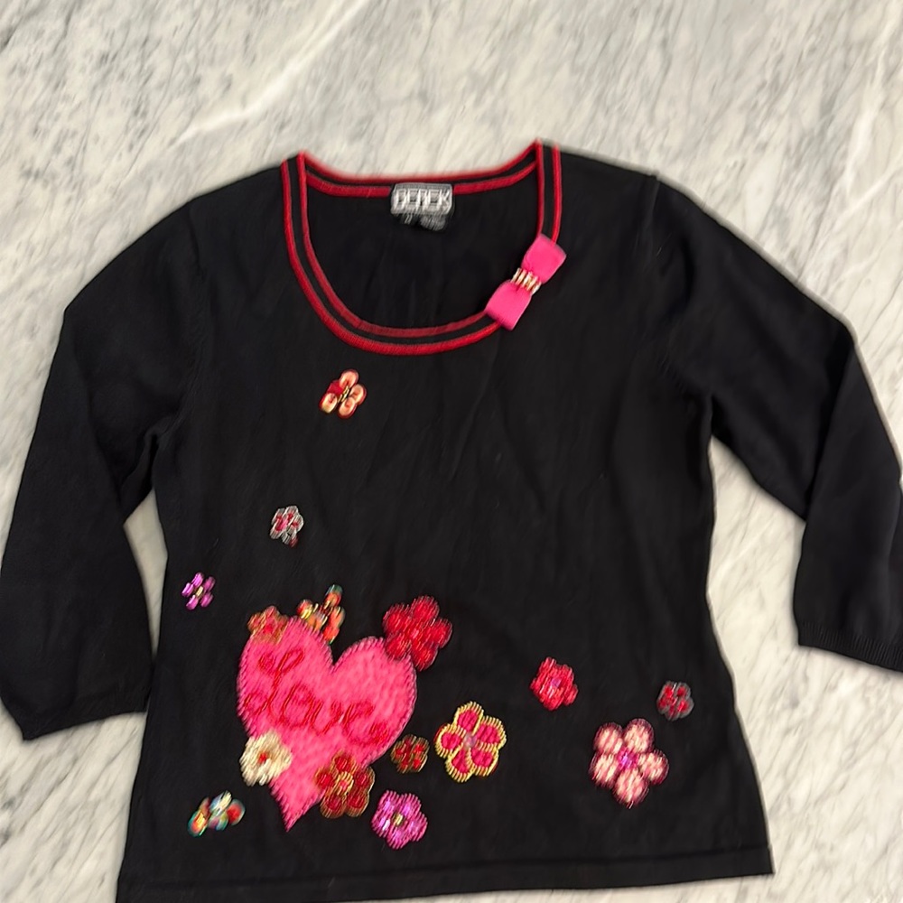 Berek 3/4 sleeve beaded Valentine sweater